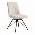 Drehbarer Esszimmerstuhl Beige mit Polyesterbezug und Stahlgestell 48 x 57 x 83 cm