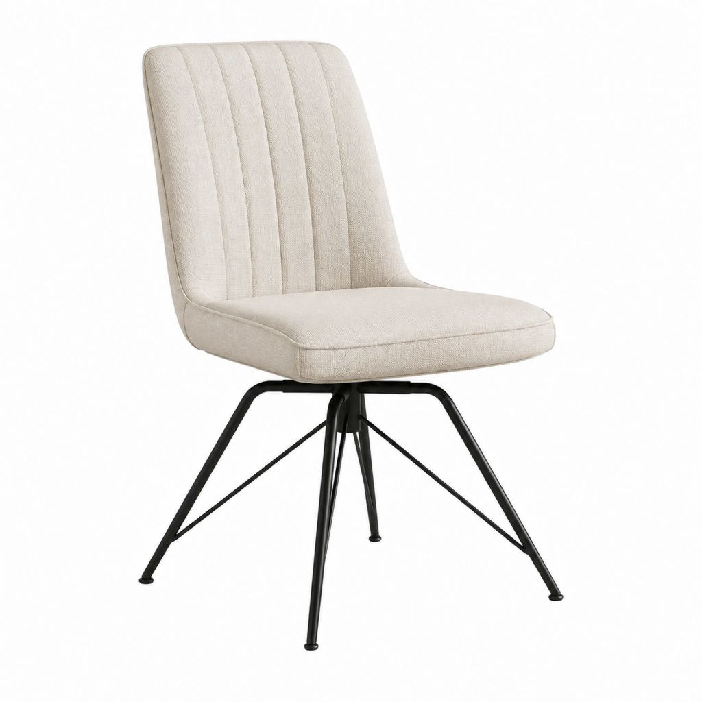 Drehbarer Esszimmerstuhl Beige mit Polyesterbezug und Stahlgestell 48 x 57 x 83 cm