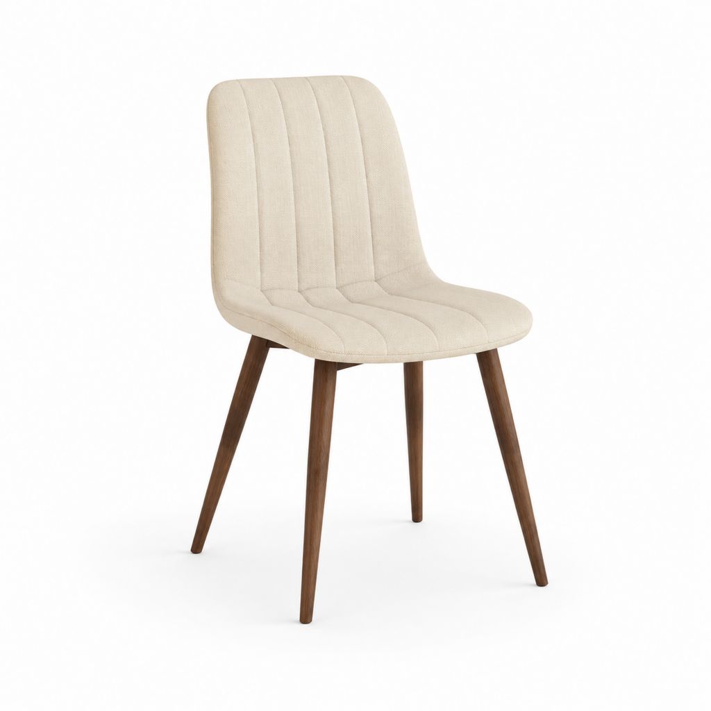 Esszimmerstuhl Beige mit Polyesterbezug und Massivholzbeinen 48 x 55 x 83 cm
