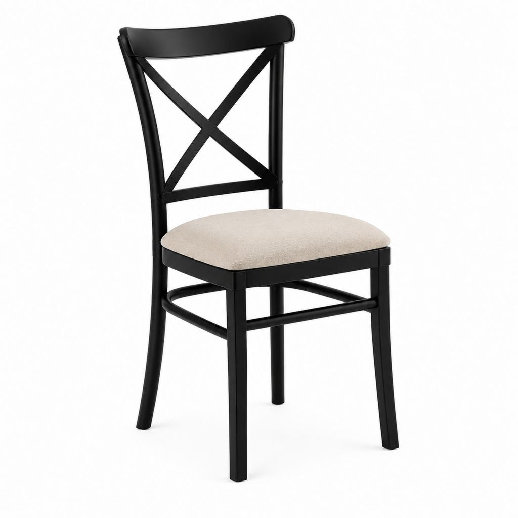 Esszimmerstuhl Schwarz mit gepolsterter Sitzfläche aus Polyester 43 x 48 x 88 cm