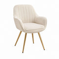 Esszimmerstuhl mit Armlehnen Creme Polyester Stahlgestell Gold 58 x 62 x 83 cm