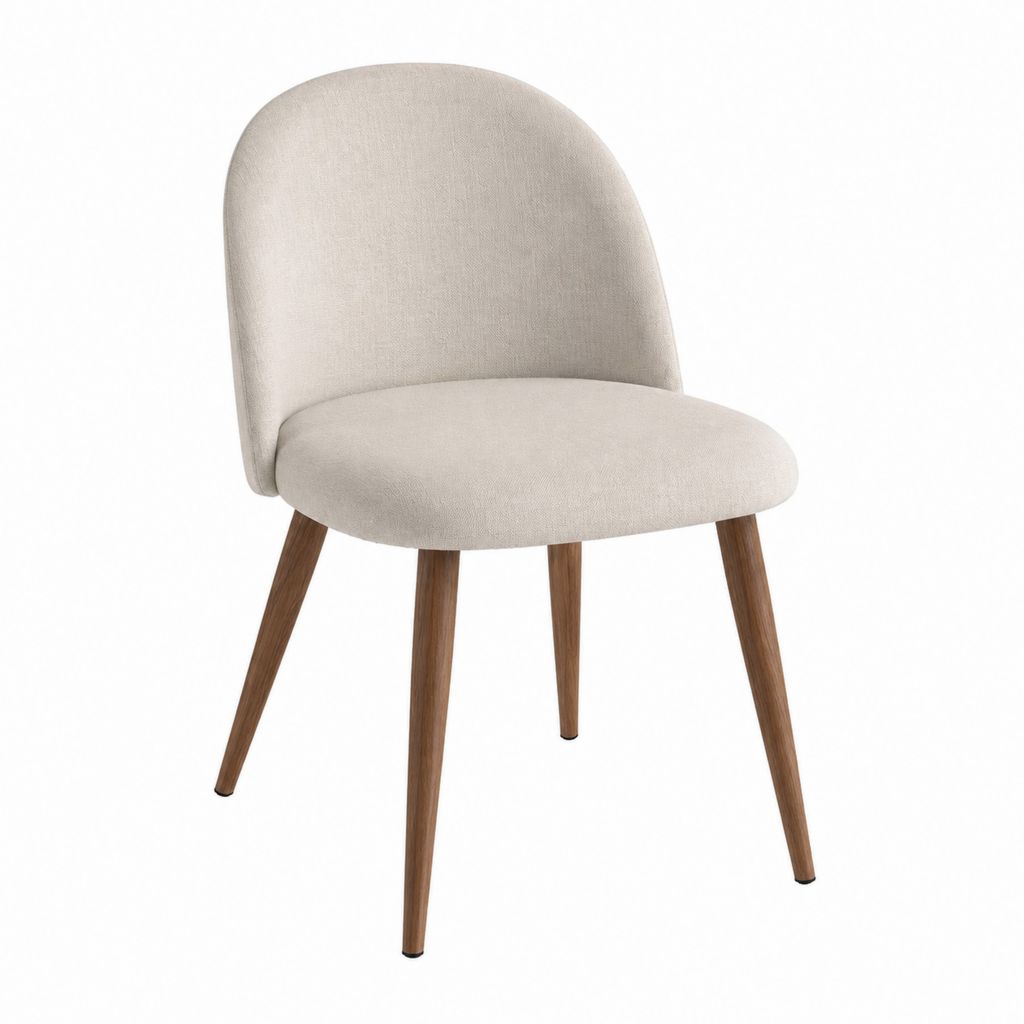 Esszimmerstuhl Beige Polyester Massivholz Abgerundet 48 x 57 x 82 cm