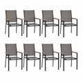 8er Set Gartenstühle mit Armlehnen Anthrazit Aluminium Textilene 55 x 65 x 90 cm