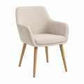 Esszimmerstuhl mit Armlehnen Beige Polyesterbezug Eichenholzbeine 58 x 61 x 84 cm