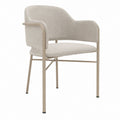 Esszimmerstuhl mit Armlehnen Creme Polyester Stahl 57 x 56 x 78 cm