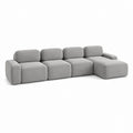 Modulares 4-Sitzer Ecksofa mit Recamiere Hellgrau Polyester 300 x 170 x 80 cm