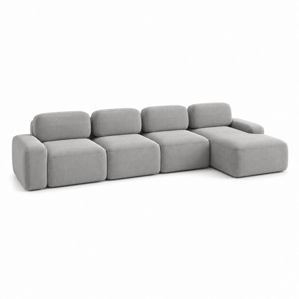 Modulares 4-Sitzer Ecksofa mit Recamiere Hellgrau Polyester 300 x 170 x 80 cm