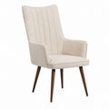 Esszimmerstuhl mit Armlehnen Beige Polyester Bouclé Walnussfarbene Massivholzbeine 60 x 65 x 100 cm