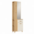 Flurschrank mit Spiegel Eichefarben Weiß aus melaminharzbeschichteter Spanplatte 180 x 60 x 35 cm