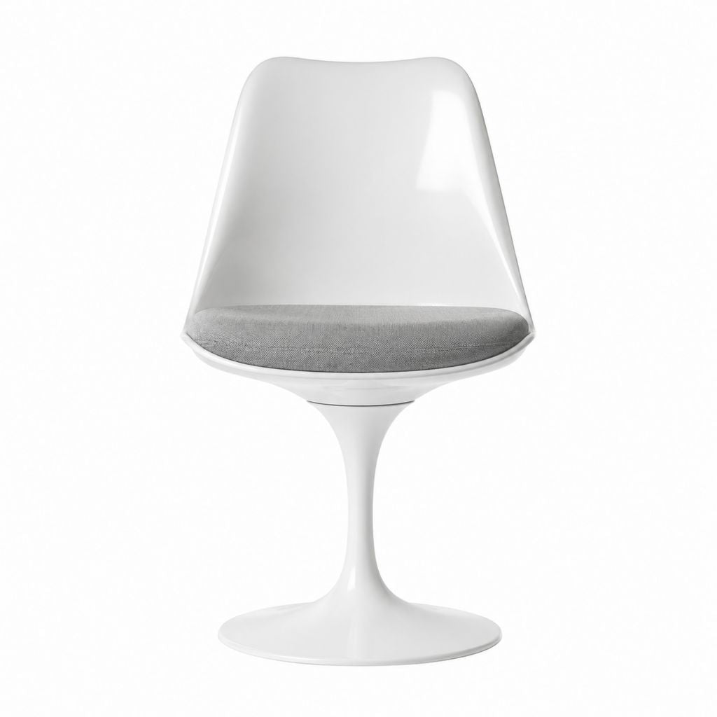Esszimmerstuhl Weiß aus Polypropylen mit grauem Polyester-Sitzkissen und Tellerfuß 82 x 48 x 52 cm