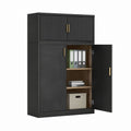 Flurschrank Aktenschrank Schwarz aus MDF mit Rillenfront 80 x 40 x 180 cm