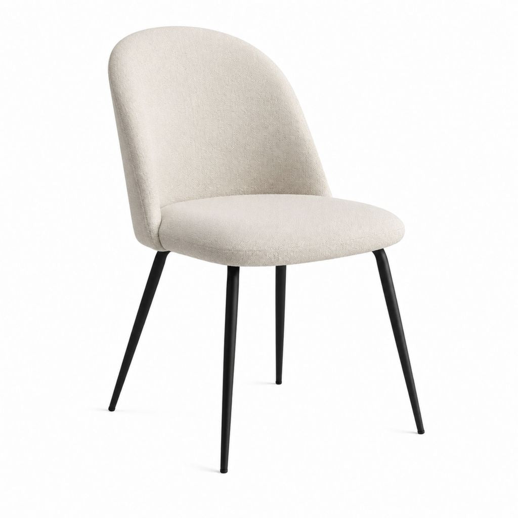 Esszimmerstuhl Beige Polyester mit Stahlbeinen abgerundeter Rückenlehne B 48 cm T 56 cm H 84 cm