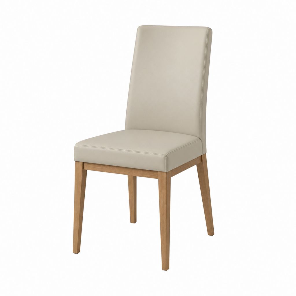 Esszimmerstuhl Beige mit PU-Kunstleder und Eichenholzgestell 45 x 58 x 100 cm