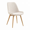Esszimmerstuhl Creme Bouclé-Polyester mit Eichenholzbeinen 54 x 60 x 83 cm