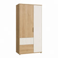 Flurschrank Garderobenschrank Eichefarben Weiß aus Spanplatte 90 x 38 x 190 cm