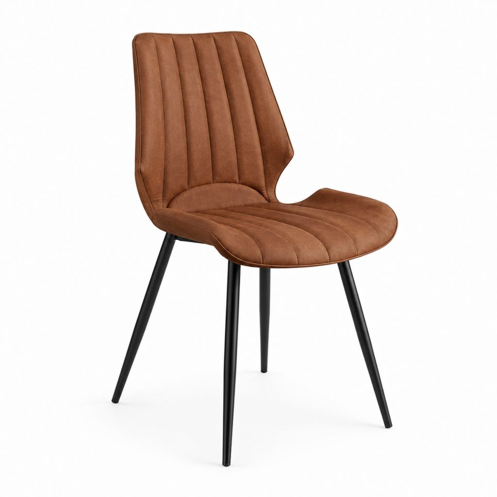 Esszimmerstuhl Braun mit Polyester-Mikrofaserbezug Stahlgestell 47 x 57 x 84 cm