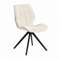 Esszimmerstuhl Creme Polyester-Bouclé geschwungene Rückenlehne schwarzes Stahlgestell 58 x 60 x 84 cm