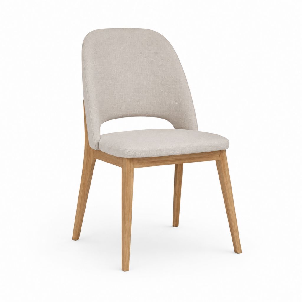 Esszimmerstuhl Beige mit Polyesterbezug und Eichenholzgestell 50 x 55 x 82 cm